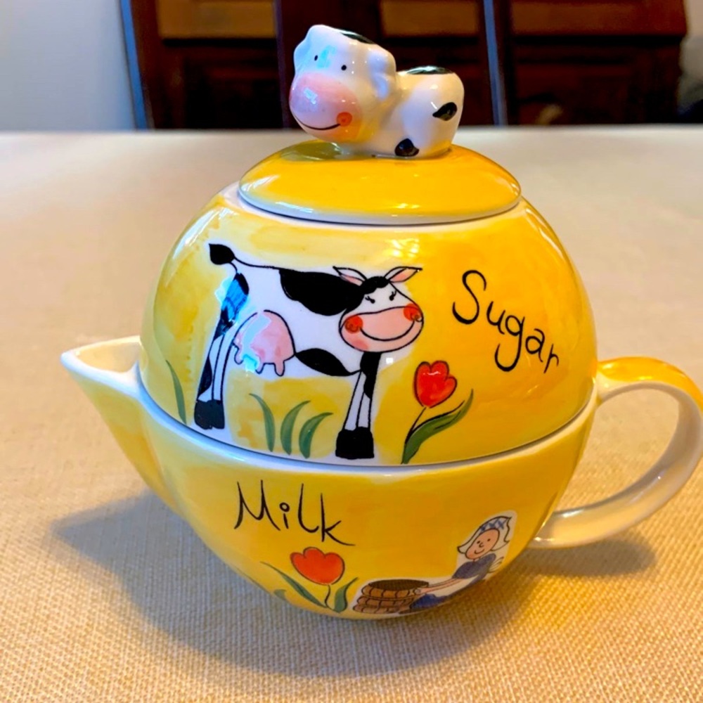 Bosman Holland Hand painted Sugar and Milk Cup/Bowl Set